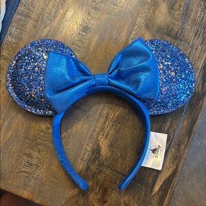 Blue Glitter Mouse Ears Headband